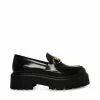STEVEMADDEN Women's Shoes ROUX BLACK LEATHER