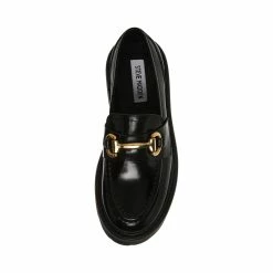 STEVEMADDEN Women's Shoes ROUX BLACK LEATHER