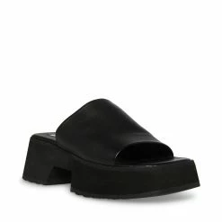 STEVEMADDEN Women's Shoes SAMMIE BLACK LEATHER