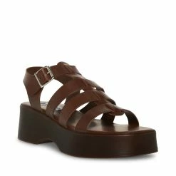 STEVEMADDEN Women's Shoes SARAI BROWN LEATHER