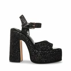 STEVEMADDEN Women's Shoes SWEETS BLACK GLITTER