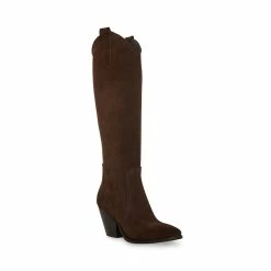 STEVEMADDEN Women's Shoes VITTORIA BROWN SUEDE