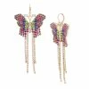 STEVEMADDEN BUTTERFLY CHANDELIER EARRINGS MULTI