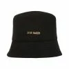 STEVEMADDEN Accessories BRUSHED SOLID POLY BUCKET HAT BLACK