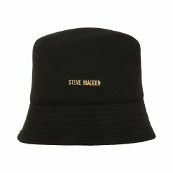 STEVEMADDEN Accessories BRUSHED SOLID POLY BUCKET HAT BLACK