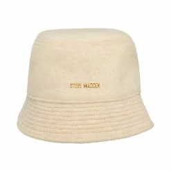 STEVEMADDEN BRUSHED SOLID POLY BUCKET HAT NATURAL
