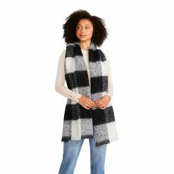 STEVEMADDEN TWO TONE BUFFALO CHECK SCARF BLACK MULTI