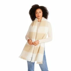STEVEMADDEN Accessories TWO TONE BUFFALO CHECK SCARF CREAM MULTI