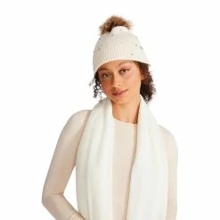 STEVEMADDEN RHINESTONE BEANIE & SCARF BOX SET IVORY Accessories