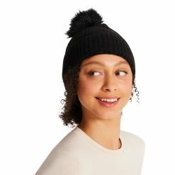 STEVEMADDEN SPACE DYE BEANIE WITH FAUX FUR BLACK Accessories