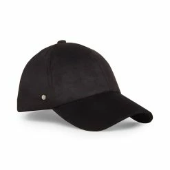 STEVEMADDEN Accessories FAUX SUEDE BASEBALL CAP BLACK