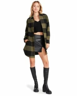SteveMadden ELDRIDGE PLAID COAT SAGE