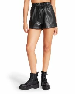 SteveMadden Women's Clothing FAUX THE RECORD SHORT BLACK