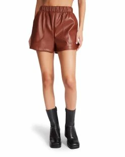 SteveMadden Women's Clothing FAUX THE RECORD SHORT COGNAC