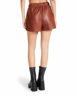 SteveMadden Women's Clothing FAUX THE RECORD SHORT COGNAC