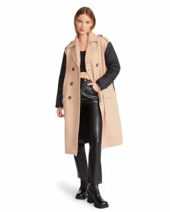 STEVEMADDEN Women's Clothing SAVANNAH COAT CAMEL FABRIC