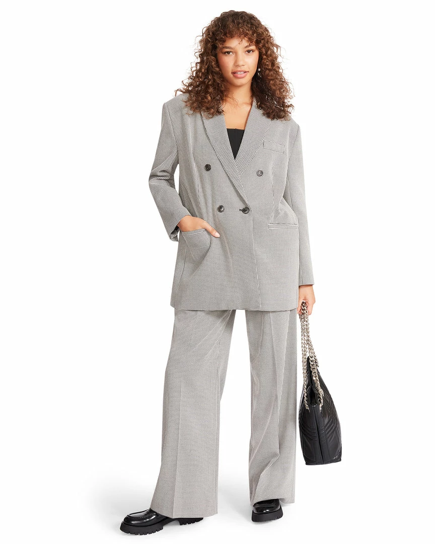 STEVEMADDEN ISABELLA PLAID BLAZER BLACK Women's Clothing