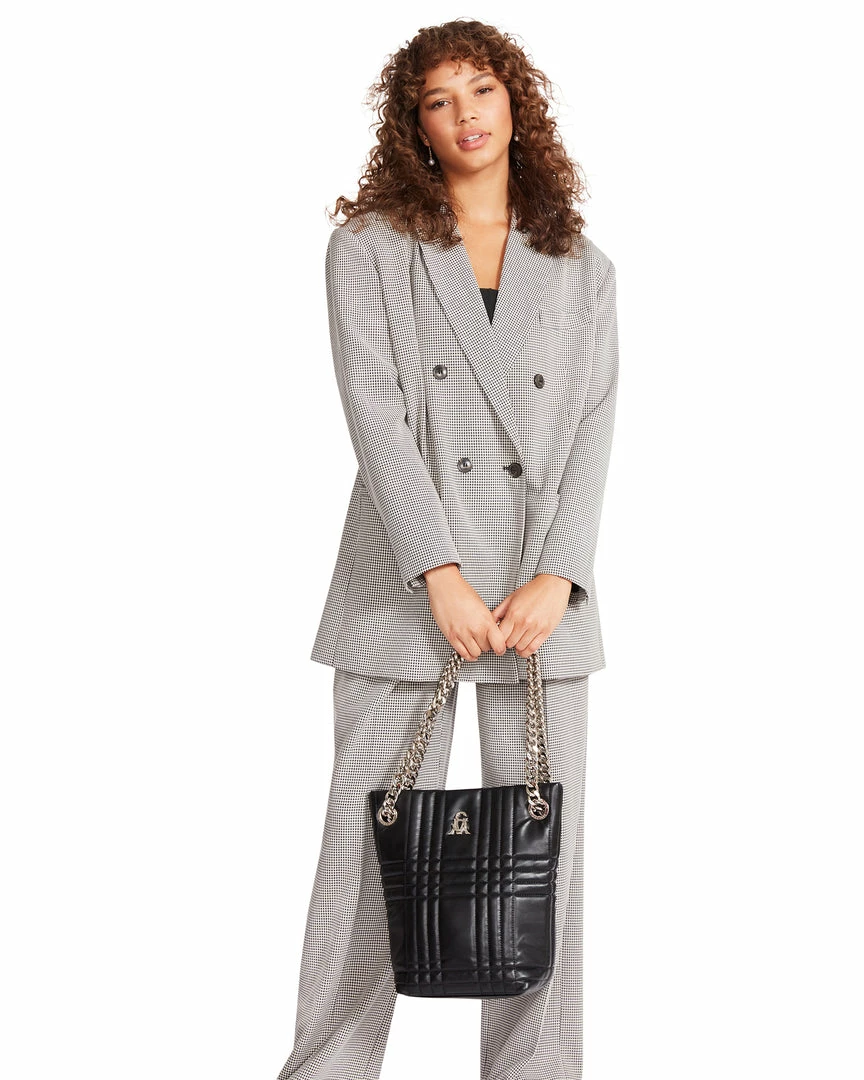 STEVEMADDEN ISABELLA PLAID BLAZER BLACK Women's Clothing