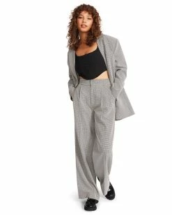 STEVEMADDEN ISABELLA PLAID BLAZER BLACK Women's Clothing