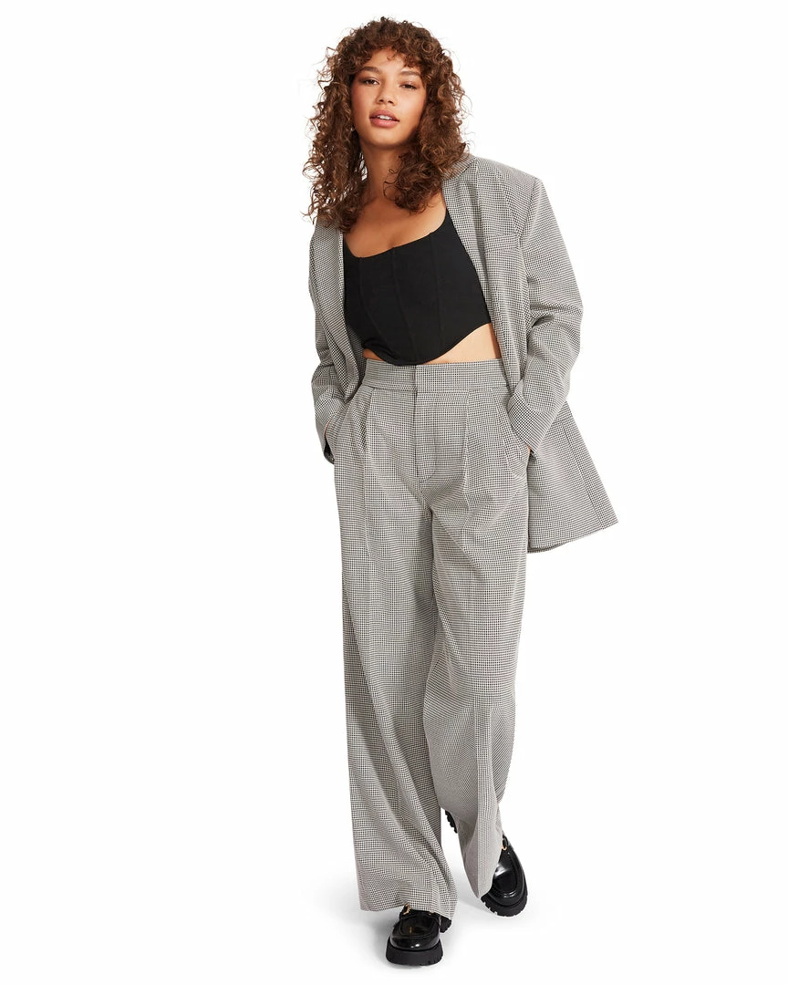 STEVEMADDEN ISABELLA PLAID BLAZER BLACK Women's Clothing