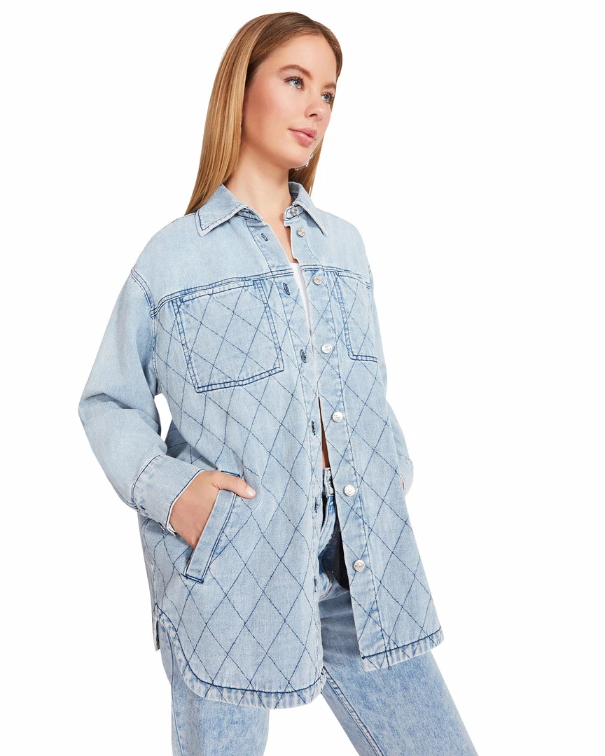 STEVEMADDEN LENNON SHACKET DENIM FABRIC