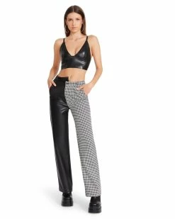 STEVEMADDEN Women's Clothing MACKENZIE HOUNDSTOOTH PANT WHITE