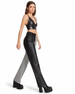 STEVEMADDEN Women's Clothing MACKENZIE HOUNDSTOOTH PANT WHITE