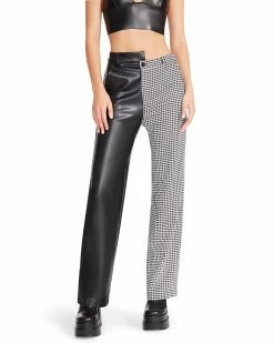 STEVEMADDEN Women's Clothing MACKENZIE HOUNDSTOOTH PANT WHITE