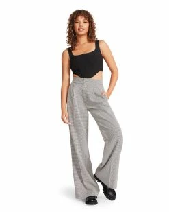 STEVEMADDEN ISABELLA PLAID PANT BLACK Women's Clothing