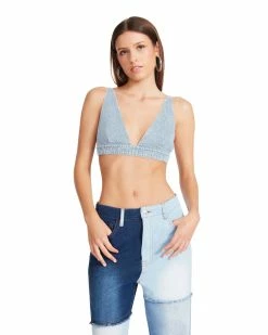STEVEMADDEN Women's Clothing KENDRA BRA TOP DENIM FABRIC