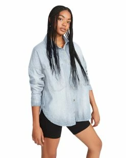 STEVEMADDEN CASSIE TOP DENIM FABRIC