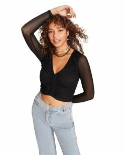STEVEMADDEN Women's Clothing LUNA TOP BLACK