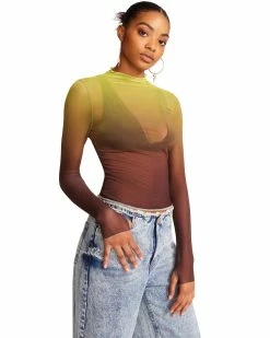 STEVEMADDEN Women's Clothing ELIZA TOP OMBRE CITRON