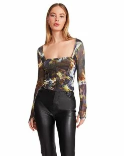 STEVEMADDEN Women's Clothing HAYDEN TOP BLACK