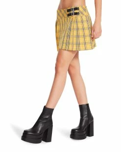 STEVEMADDEN Women's Clothing CHER PLAID SKIRT YELLOW