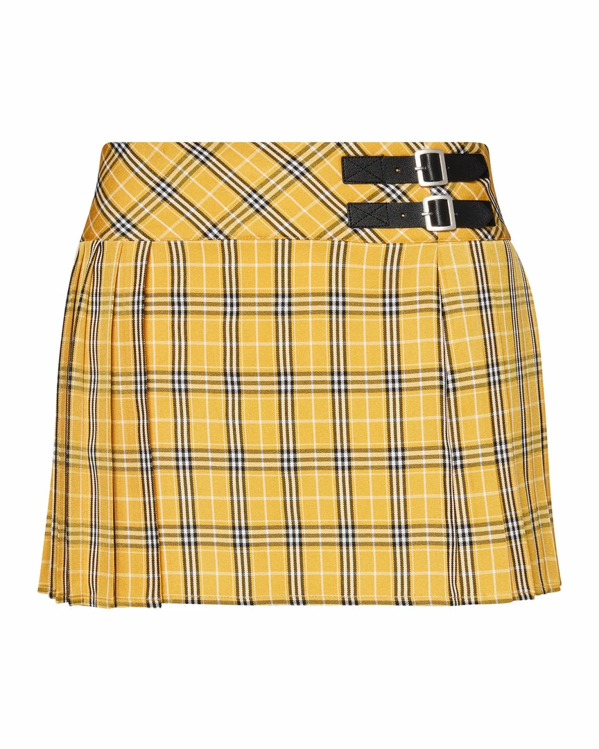 STEVEMADDEN Women's Clothing CHER PLAID SKIRT YELLOW