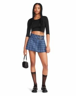 STEVEMADDEN CHER PLAID SKIRT BLUE Women's Clothing