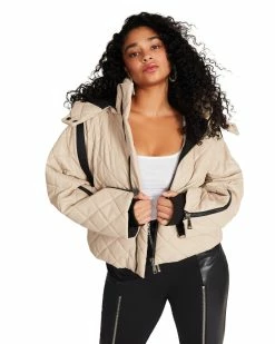 STEVEMADDEN Women's Clothing HAYLE JACKET BEIGE