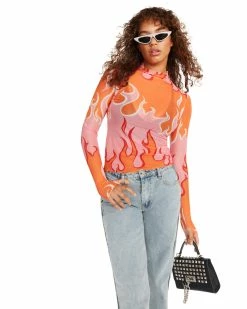 STEVEMADDEN Women's Clothing ZELDA TOP PINK MULTI