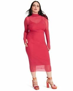 STEVEMADDEN Women's Clothing VIVIENNE DRESS HOT PINK