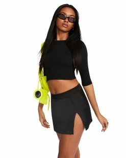 STEVEMADDEN CAMERON SKIRT BLACK SATIN