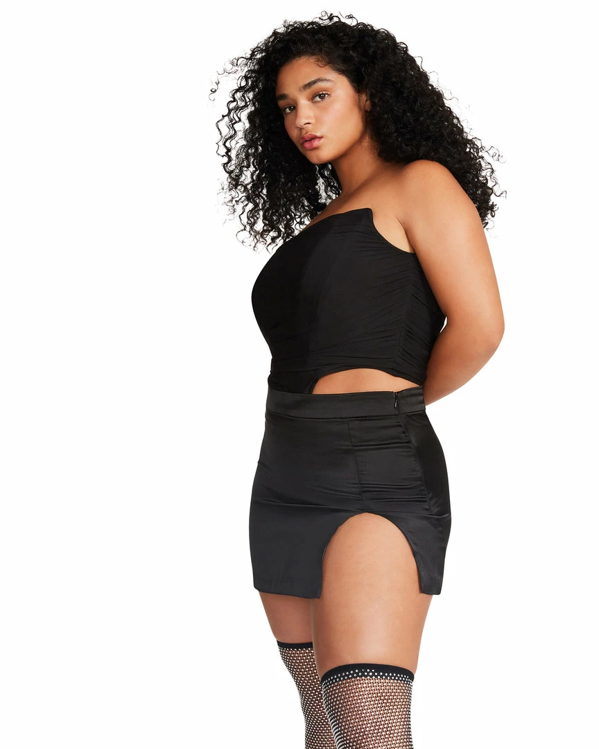 STEVEMADDEN CAMERON SKIRT BLACK SATIN