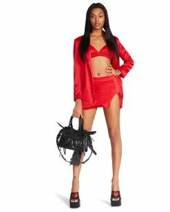 STEVEMADDEN CAMERON SKIRT RED SATIN