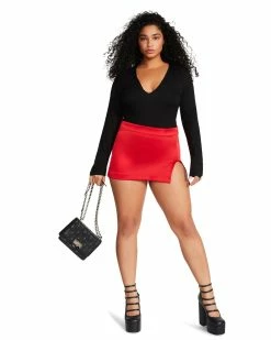 STEVEMADDEN CAMERON SKIRT RED SATIN