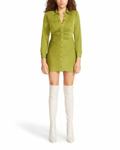 Recurate Resale LONG SLEEVE BUTTON UP DRESS LIME - SM REBOOTED