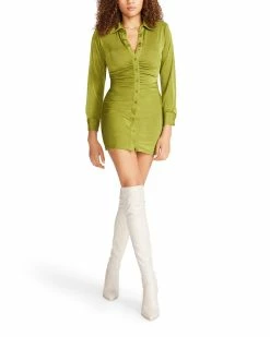 Recurate Resale LONG SLEEVE BUTTON UP DRESS LIME - SM REBOOTED