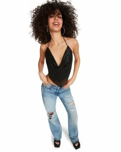 SteveMadden BARELY THERE RHINESTONE HALTER BLACK Women's Clothing