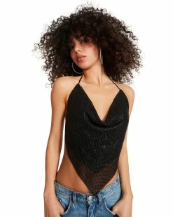 SteveMadden BARELY THERE RHINESTONE HALTER BLACK Women's Clothing