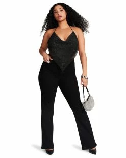 SteveMadden BARELY THERE RHINESTONE HALTER BLACK Women's Clothing