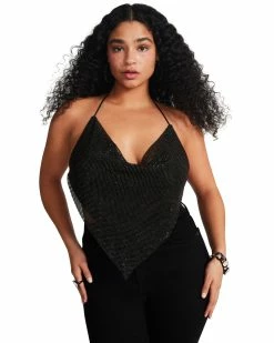 SteveMadden BARELY THERE RHINESTONE HALTER BLACK Women's Clothing